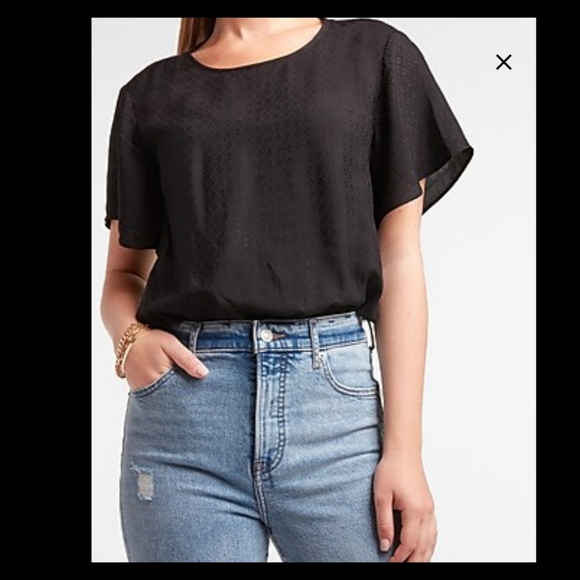 (NWT) EXPRESS/ Size: M/ Jacquard Flutter Sleeve Thong Bodysuit - Picture 5 of 5